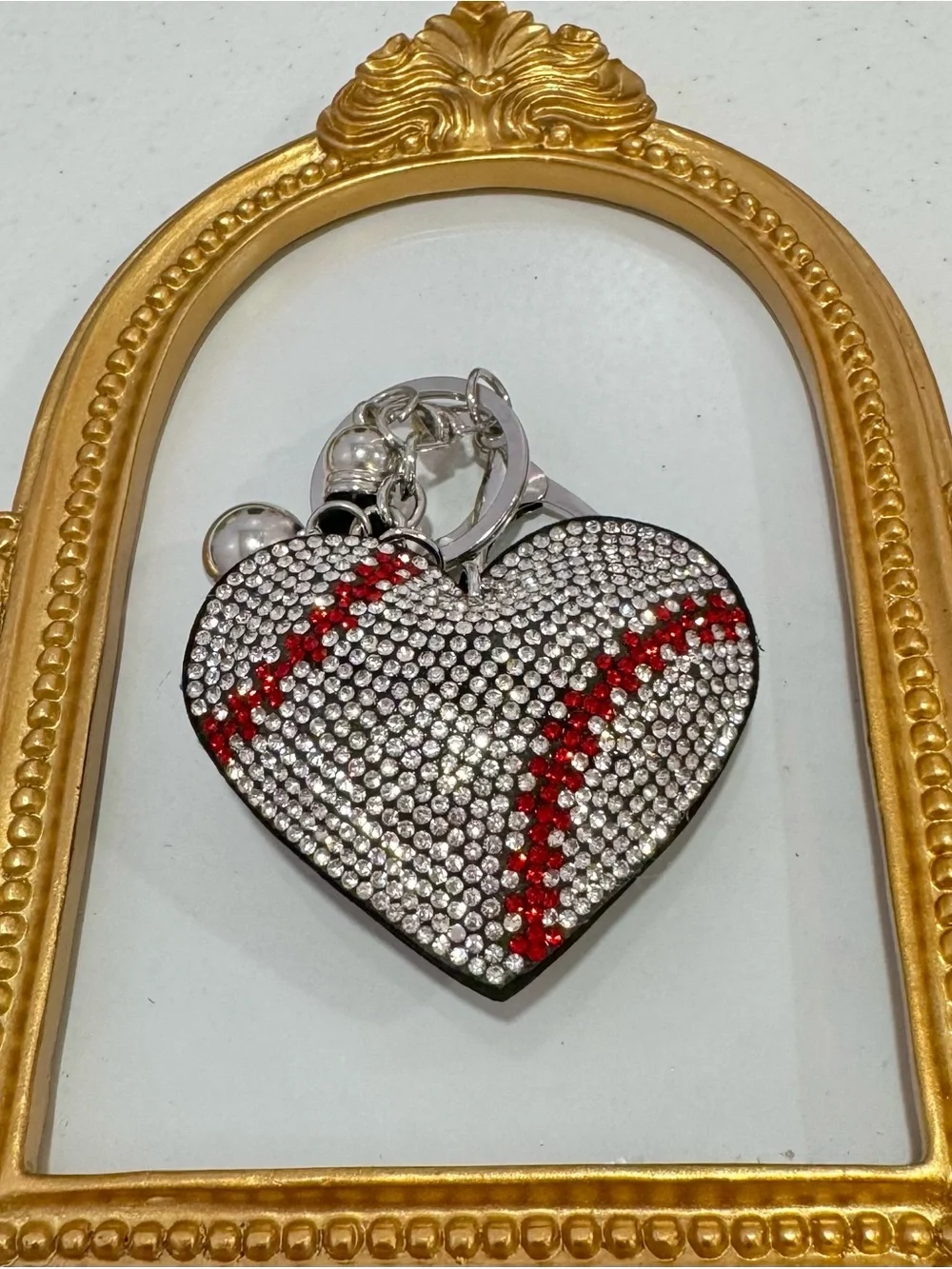 New Baseball Heart Keychain